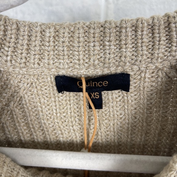 Quince Organic Cotton Crewneck Fisherman Sweater Womens XS Tan Quiet Luxury - Picture 3 of 9